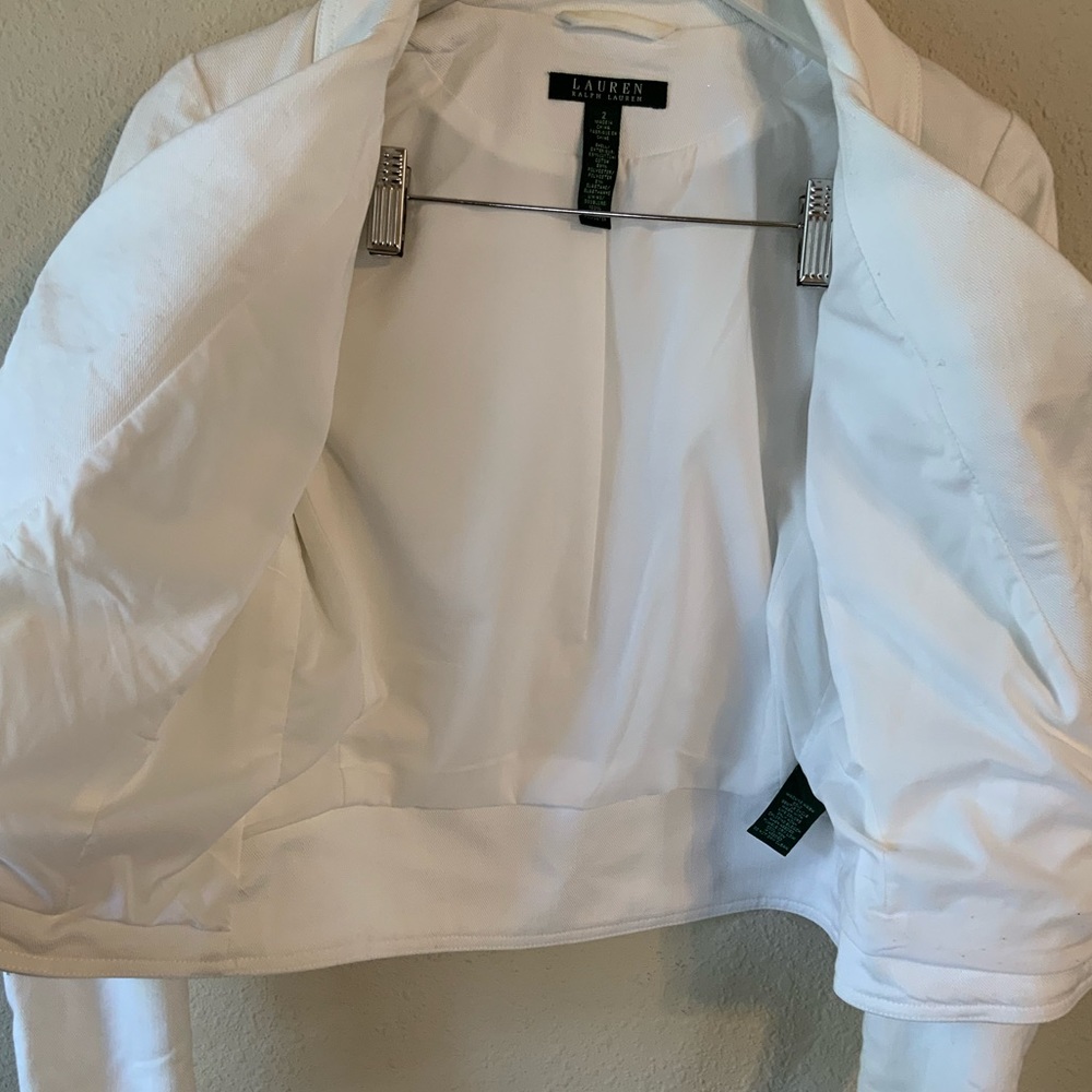 Ralph Lauren White Denim Biker Jacket Size 2 Gem